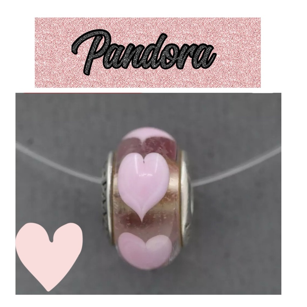 Pandora Pink Murano Glass Heart Charm - retired